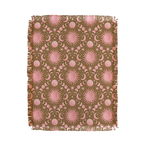 Gabriela Simon Dusty Pink Boho Celestial Throw Blanket