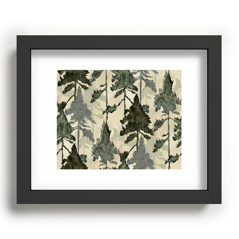 Gabriela Simon Enchanted Watercolor Pine Forest Recessed Framing Rectangle