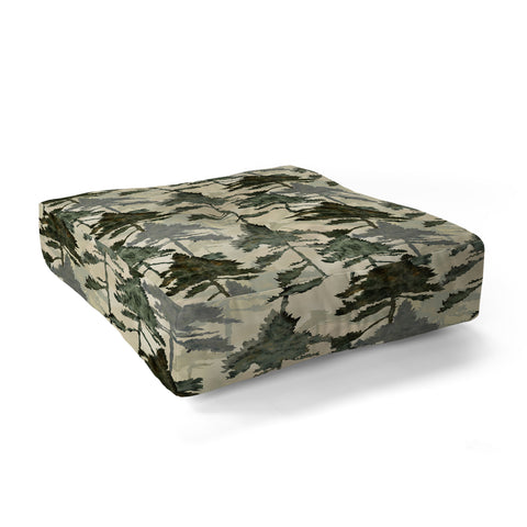 Gabriela Simon Enchanted Watercolor Pine Forest Floor Pillow Square