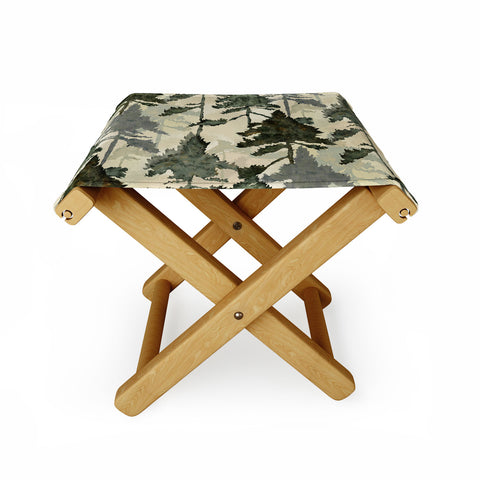 Gabriela Simon Enchanted Watercolor Pine Forest Folding Stool