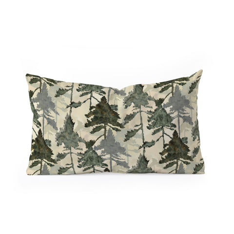 Gabriela Simon Enchanted Watercolor Pine Forest Oblong Throw Pillow