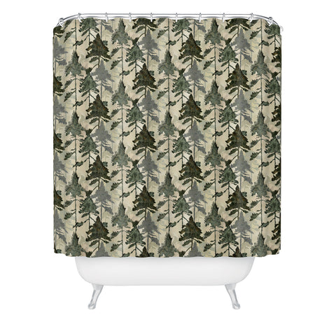 Gabriela Simon Enchanted Watercolor Pine Forest Shower Curtain
