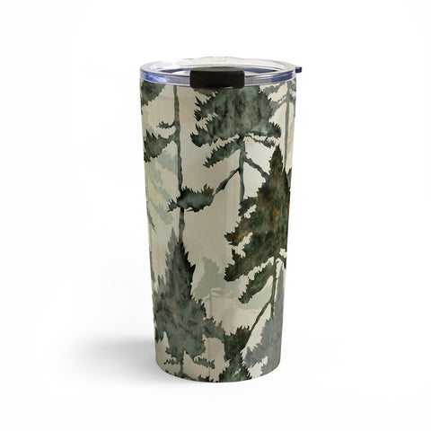 Gabriela Simon Enchanted Watercolor Pine Forest Travel Mug