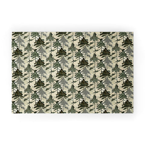 Gabriela Simon Enchanted Watercolor Pine Forest Welcome Mat