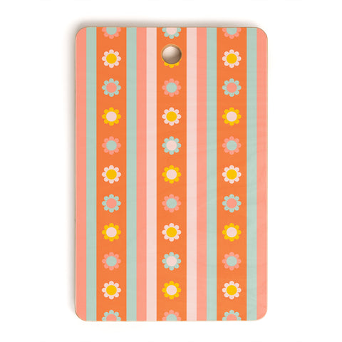 Gabriela Simon Groovy 70s Flowers Stripes Cutting Board Rectangle