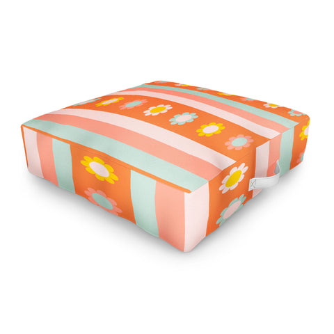 Gabriela Simon Groovy 70s Flowers Stripes Outdoor Floor Cushion