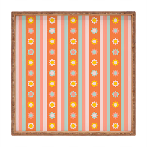 Gabriela Simon Groovy 70s Flowers Stripes Square Tray