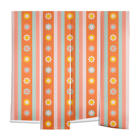 Gabriela Simon Groovy 70s Flowers Stripes Wall Mural