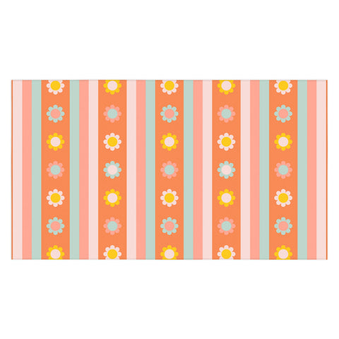 Gabriela Simon Groovy 70s Flowers Stripes Tablecloth