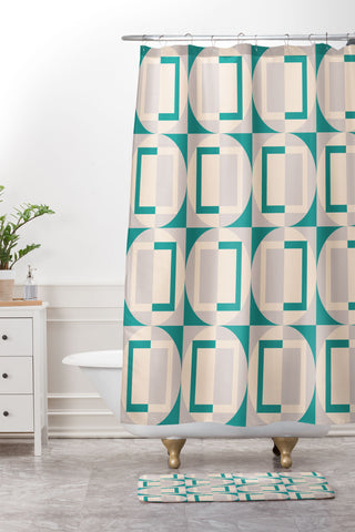 Gabriela Simon Mid Century Modern Geometric Shower Curtain And Mat