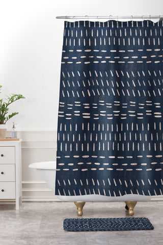Gabriela Simon Mudcloth Distress Denim Shower Curtain And Mat