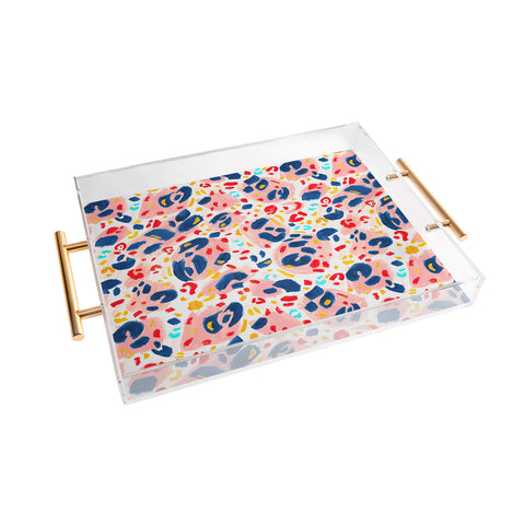 Gabriela Simon Painted Abstract Leopard Print Acrylic Tray
