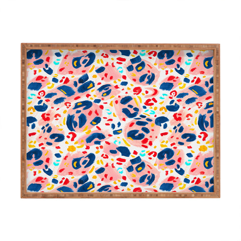 Gabriela Simon Painted Abstract Leopard Print Rectangular Tray