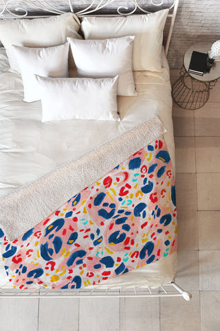Gabriela Simon Painted Abstract Leopard Print Fleece Throw Blanket