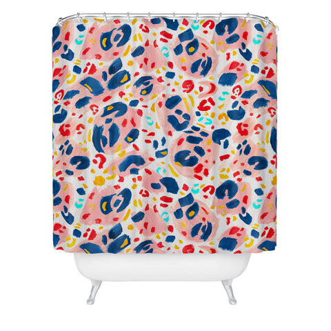 Gabriela Simon Painted Abstract Leopard Print Shower Curtain