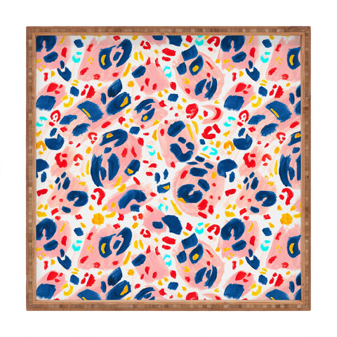 Gabriela Simon Painted Abstract Leopard Print Square Tray