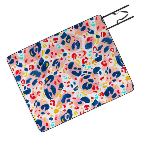 Gabriela Simon Painted Abstract Leopard Print Picnic Blanket