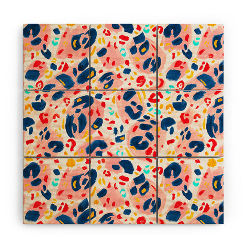 Gabriela Simon Painted Abstract Leopard Print Wood Wall Mural