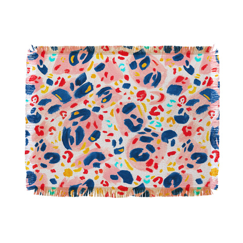 Gabriela Simon Painted Abstract Leopard Print Throw Blanket