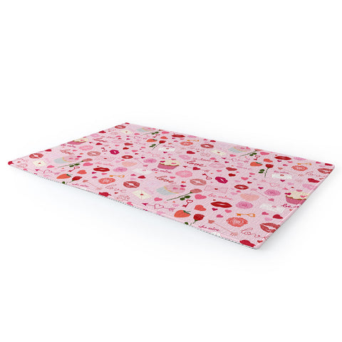 Gabriela Simon Pink valentines Day with Kisses Area Rug