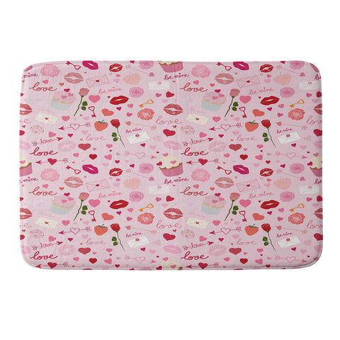 Gabriela Simon Pink valentines Day with Kisses Memory Foam Bath Mat