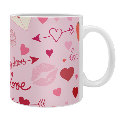 Gabriela Simon Pink valentines Day with Kisses Coffee Mug