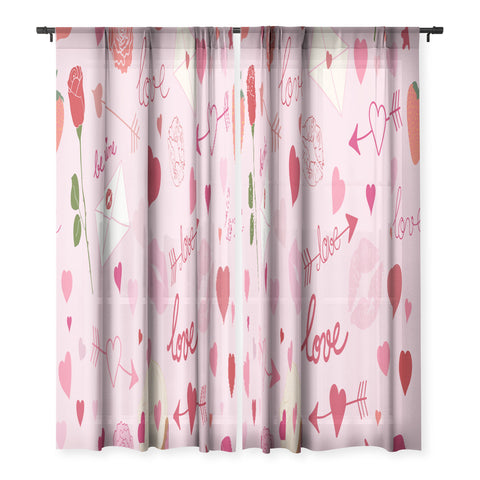 Gabriela Simon Pink valentines Day with Kisses Sheer Non Repeat