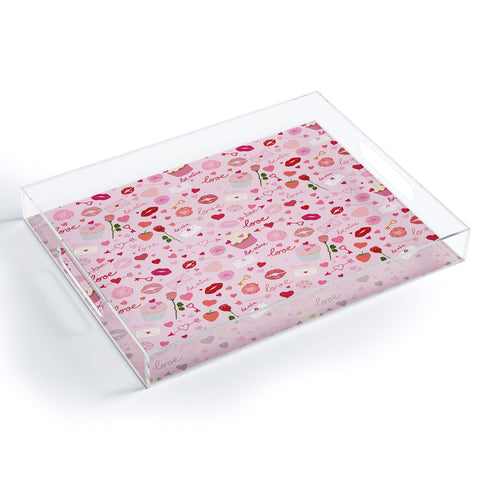 Gabriela Simon Pink valentines Day with Kisses Acrylic Tray