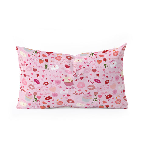 Gabriela Simon Pink valentines Day with Kisses Oblong Throw Pillow