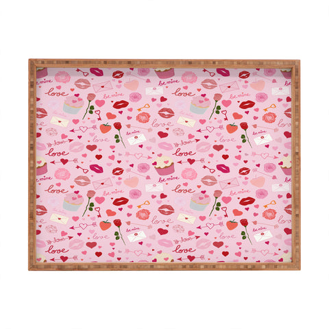 Gabriela Simon Pink valentines Day with Kisses Rectangular Tray