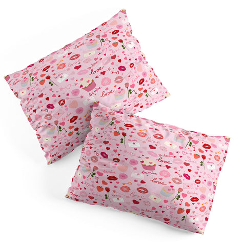 Gabriela Simon Pink valentines Day with Kisses Pillow Shams