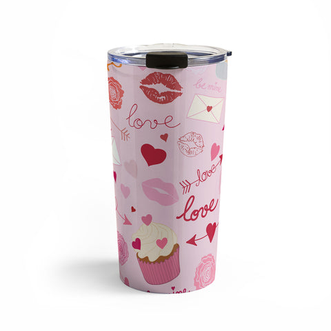 Gabriela Simon Pink valentines Day with Kisses Travel Mug