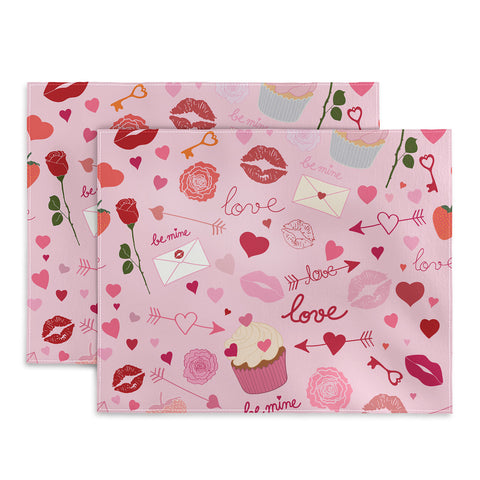 Gabriela Simon Pink valentines Day with Kisses Placemat