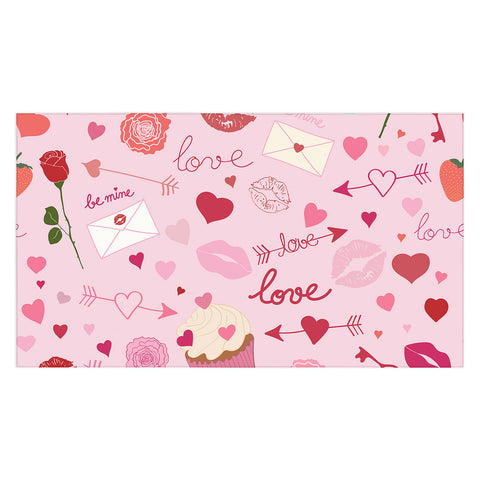 Gabriela Simon Pink valentines Day with Kisses Tablecloth