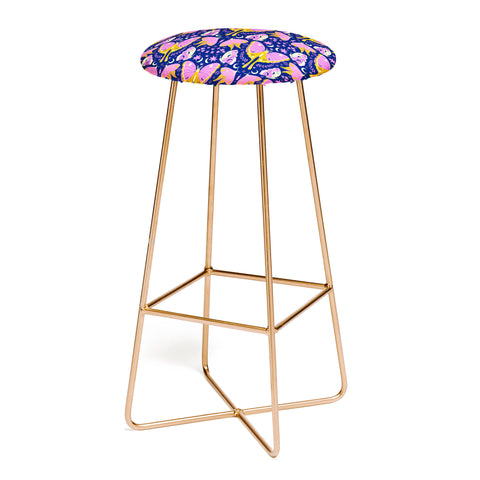 Gabriela Simon Purple Violet Luna Moths Bar Stool