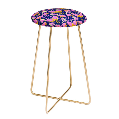 Gabriela Simon Purple Violet Luna Moths Counter Stool