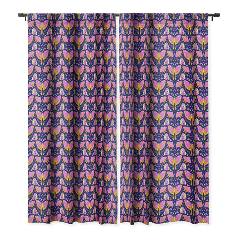 Gabriela Simon Purple Violet Luna Moths Blackout Window Curtain