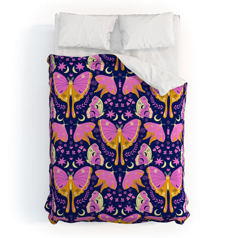 Gabriela Simon Purple Violet Luna Moths Duvet Cover