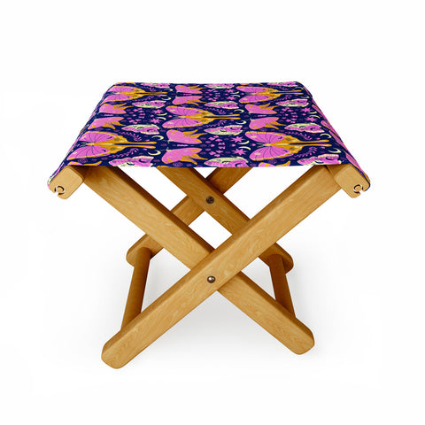 Gabriela Simon Purple Violet Luna Moths Folding Stool