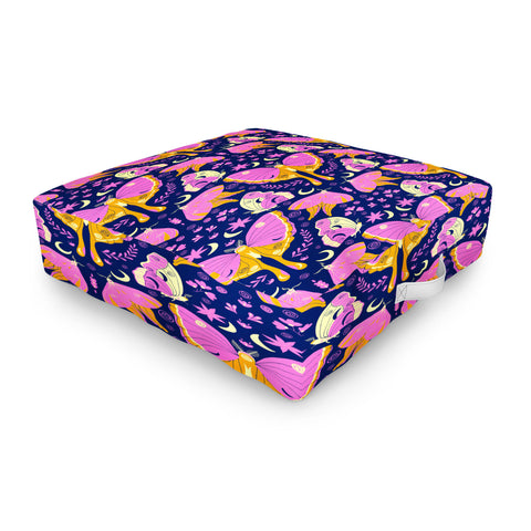 Gabriela Simon Purple Violet Luna Moths Outdoor Floor Cushion