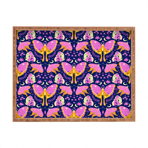 Gabriela Simon Purple Violet Luna Moths Rectangular Tray