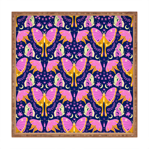 Gabriela Simon Purple Violet Luna Moths Square Tray