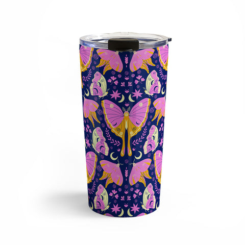Gabriela Simon Purple Violet Luna Moths Travel Mug