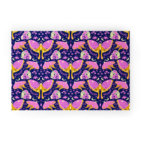 Gabriela Simon Purple Violet Luna Moths Welcome Mat
