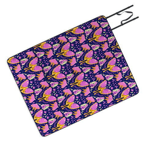 Gabriela Simon Purple Violet Luna Moths Picnic Blanket