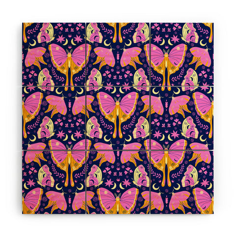 Gabriela Simon Purple Violet Luna Moths Wood Wall Mural