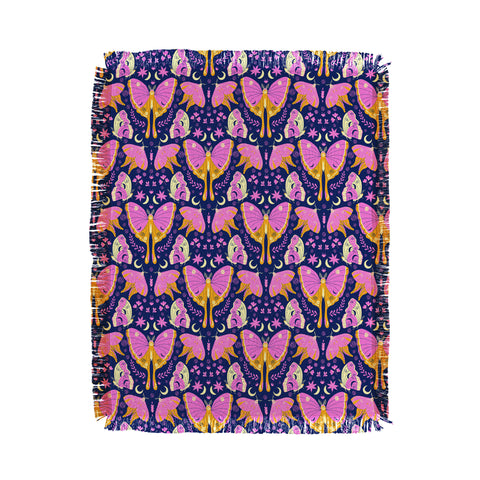Gabriela Simon Purple Violet Luna Moths Throw Blanket