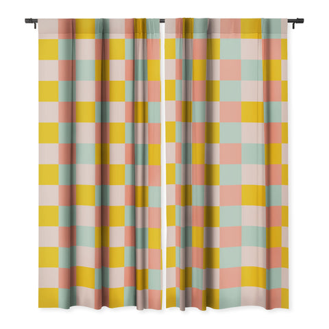 Gabriela Simon Retro Funky Checks Blackout Window Curtain