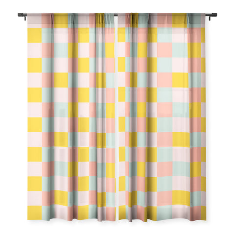 Gabriela Simon Retro Funky Checks Sheer Window Curtain