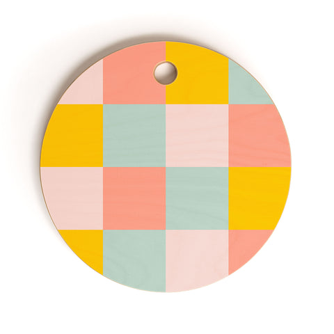 Gabriela Simon Retro Funky Checks Cutting Board Round